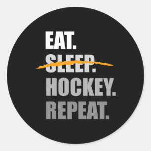 Pegatina Redonda Aparato de hockey - Jugador de hockey de hockey de