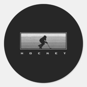 Pegatina Redonda Aparato de hockey - Jugador de hockey de hockey de