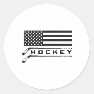 Pegatina Redonda Aparato de hockey sobre bandera - Hockey