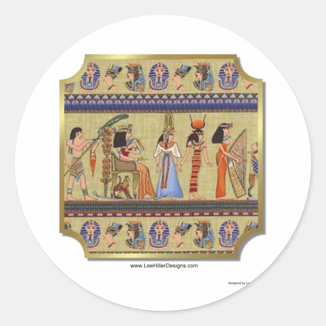 Pegatina Redonda Aparatos jeroglíficos egipcios, regalos colectivos (Anverso)