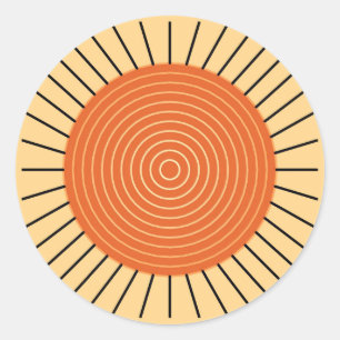 Pegatina Redonda Aparición solar geométrica moderna - Naranja manda