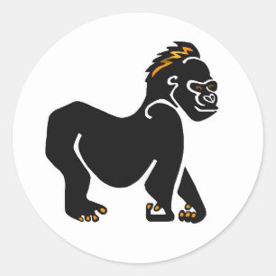 Pegatina Redonda Ape - Guay GORILLA - Primate - Wildlife-Africa