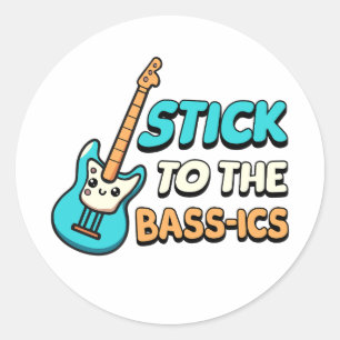 Pegatina Redonda ¡Apega A Los Bassics! Personalizado Cute Bass Guit