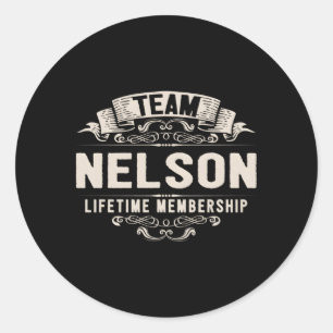 Pegatina Redonda Apellido de pertenencia a Team Nelson Lifetime