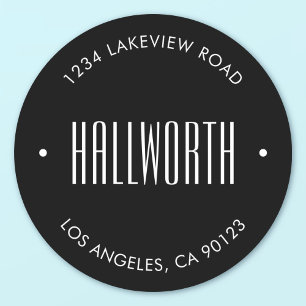 Pegatina Redonda Apellido elegante editable y texto circular