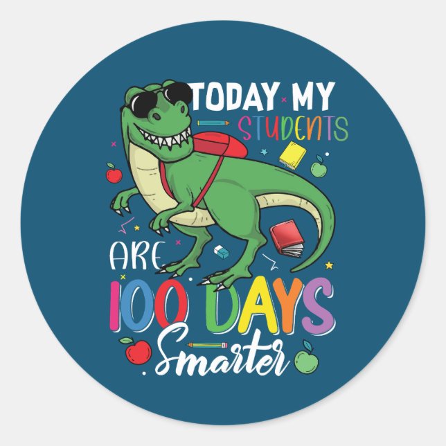 Pegatina Redonda Apenas 100 días los estudiantes son más inteligent (Anverso)