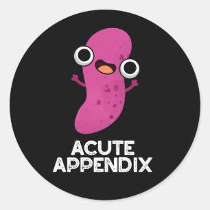 Pegatina Redonda Apéndice Agudo Piezas Funny Cuerpo Pun Oscuro BG
