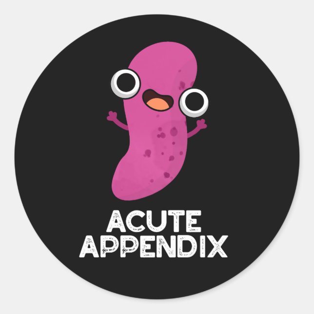 Pegatina Redonda Apéndice Agudo Piezas Funny Cuerpo Pun Oscuro BG (Anverso)