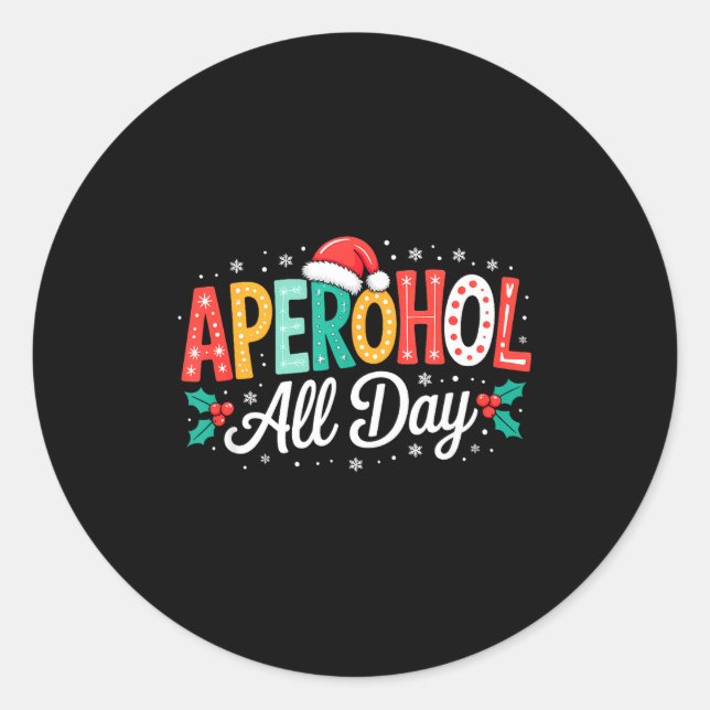 Pegatina Redonda Aperohol All Day - Funny Christmas Spritz  (Anverso)