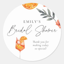 Pegatina Redonda Aperol Spritz Bridal Shower Classic Round Sticker