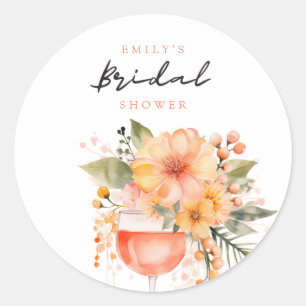 Pegatina Redonda Aperol Spritz Bridal Shower Floral