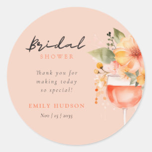 Pegatina Redonda Aperol Spritz Bridal Shower Floral