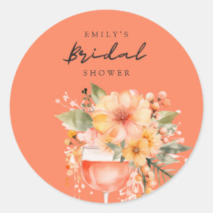 Pegatina Redonda Aperol Spritz Desayuno Nupcial Floral
