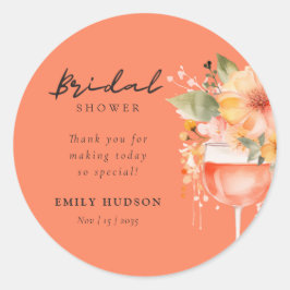Pegatina Redonda Aperol Spritz Floral Bridal Shower