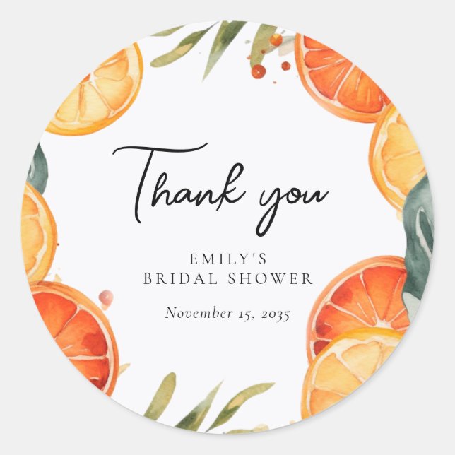 Pegatina Redonda Aperol Spritz Watercolor Bridal Shower (Anverso)