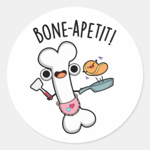 Pegatina Redonda Apetito óseo Divertido bollo de cocina