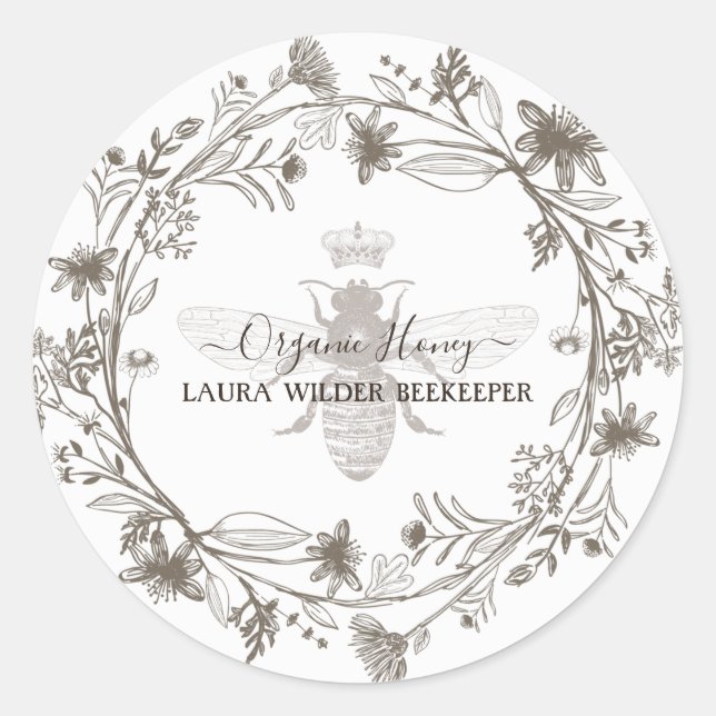 Pegatina Redonda Apiario de Abejas (Anverso)