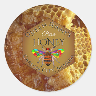 Pegatina Redonda Apiario de Beekeeper Honey Jar Classic Round Pegat