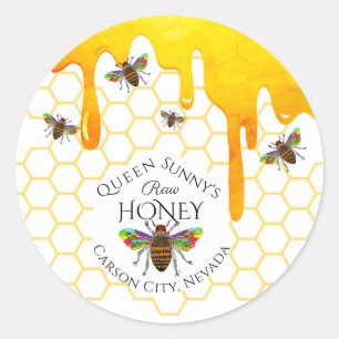 Pegatina Redonda Apiario de Beekeeper Honey Jar Classic Round Pegat