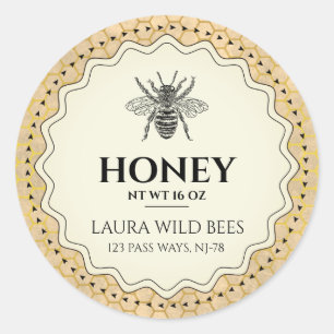 Pegatina Redonda Apiarista Apiarista Vintage Gold