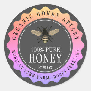 Pegatina Redonda Apiarista vendedora de abejas de miel Vintage Blac