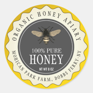 Pegatina Redonda Apiarista vendedora de abejas de miel Vintage Blac
