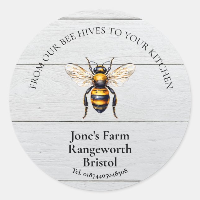 Pegatina Redonda apicultor marketing produce miel de abeja (Anverso)