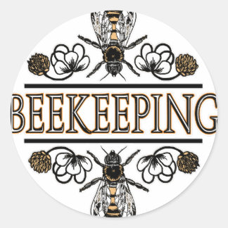 Pegatina Redonda apicultura con abejas obreras