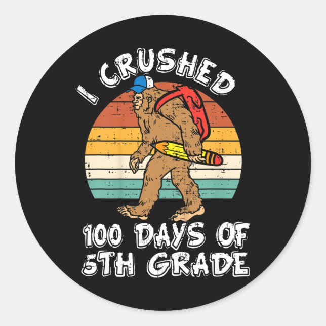 Pegatina Redonda Aplastados 100 Días De Quinto Grado Pie Grande 100 (Anverso)