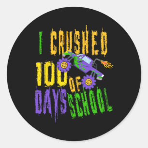 Pegatina Redonda Aplasté 100 días de colegio - Monster Truck Love