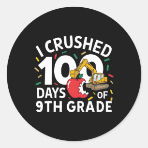 Pegatina Redonda Aplasté 100 Días De Construcción De Noveno Grado