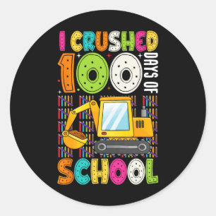 Pegatina Redonda Aplasté 100 Días De Construcción Escolar