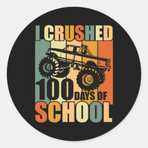 Pegatina Redonda Aplasté 100 Días De Escuela 100º Día De La Escuela