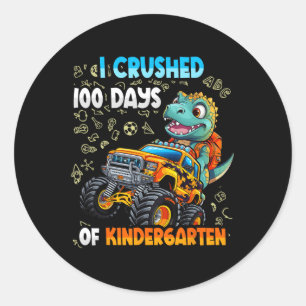 Pegatina Redonda Aplasté 100 Días De Jardín De Niños