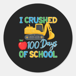 Pegatina Redonda Aplasté 100 Días De La Escuela 100ª Construcción P