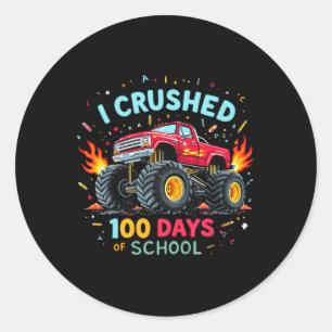 Pegatina Redonda Aplasté 100 Días De Niños Escolares 100 Días O