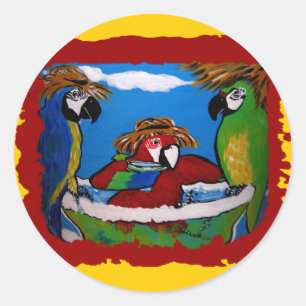 Pegatina Redonda Aplausos del loro de la fiesta