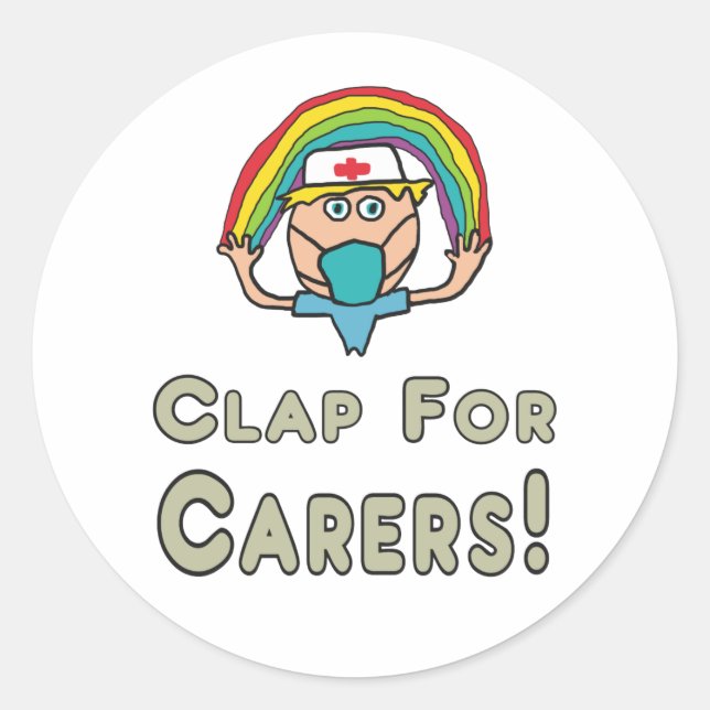 Pegatina Redonda Aplausos para los cuidadores (Anverso)