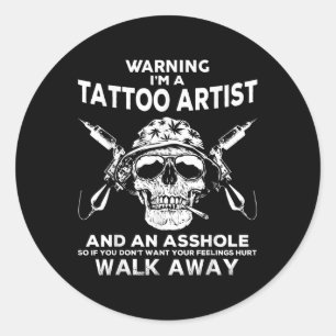 Pegatina Redonda Aplicación artística de arte de tatuajes masculino