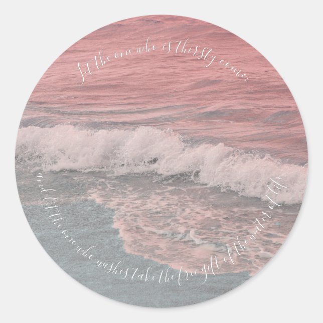 Pegatina Redonda Apocalipsis 22:17 (Anverso)