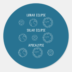 Pegatina Redonda Apocalipsis de eclipse solar lunar Astronomía
