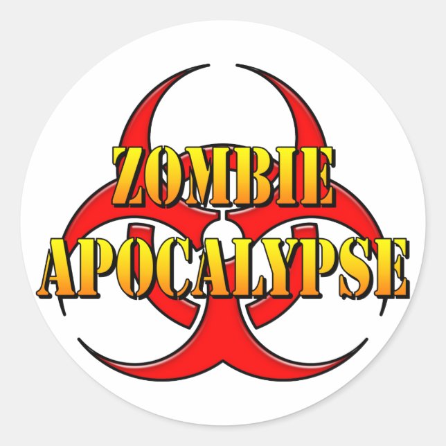 Pegatina Redonda Apocalipsis zombie (Anverso)