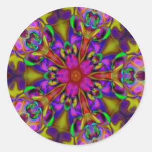 Pegatina Redonda Apófisis Kaleidoscope Arte Fractal - II