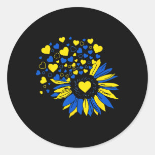 Pegatina Redonda Apojar girasol de Ucrania bandera ucraniana corazó