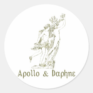 Pegatina Redonda Apollo y Daphne