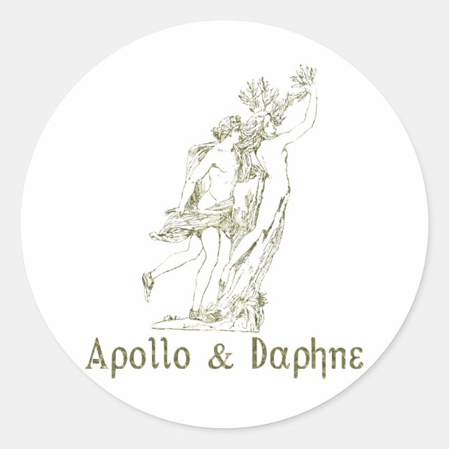 Pegatina Redonda Apollo y Daphne (Anverso)