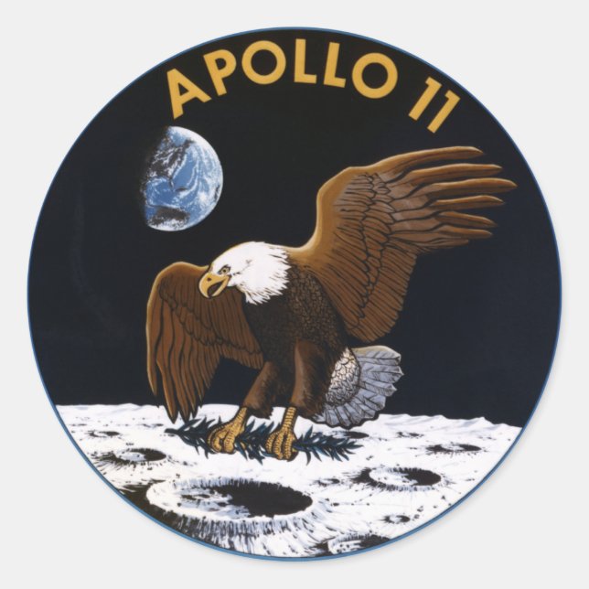 Pegatina Redonda Apolo 11 (Anverso)