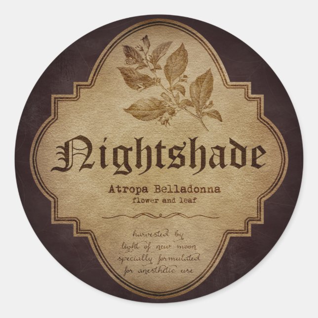 Pegatina Redonda Apothecary Nightshade (Anverso)