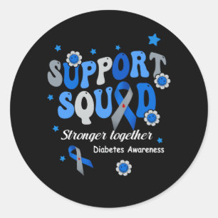 Pegatina Redonda Apoya a Squad Strand Together Blue Ribbon Diabetes