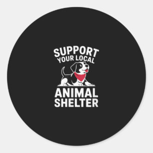 Pegatina Redonda Apoya a su Defensor de Rescate de Refugio Animal l